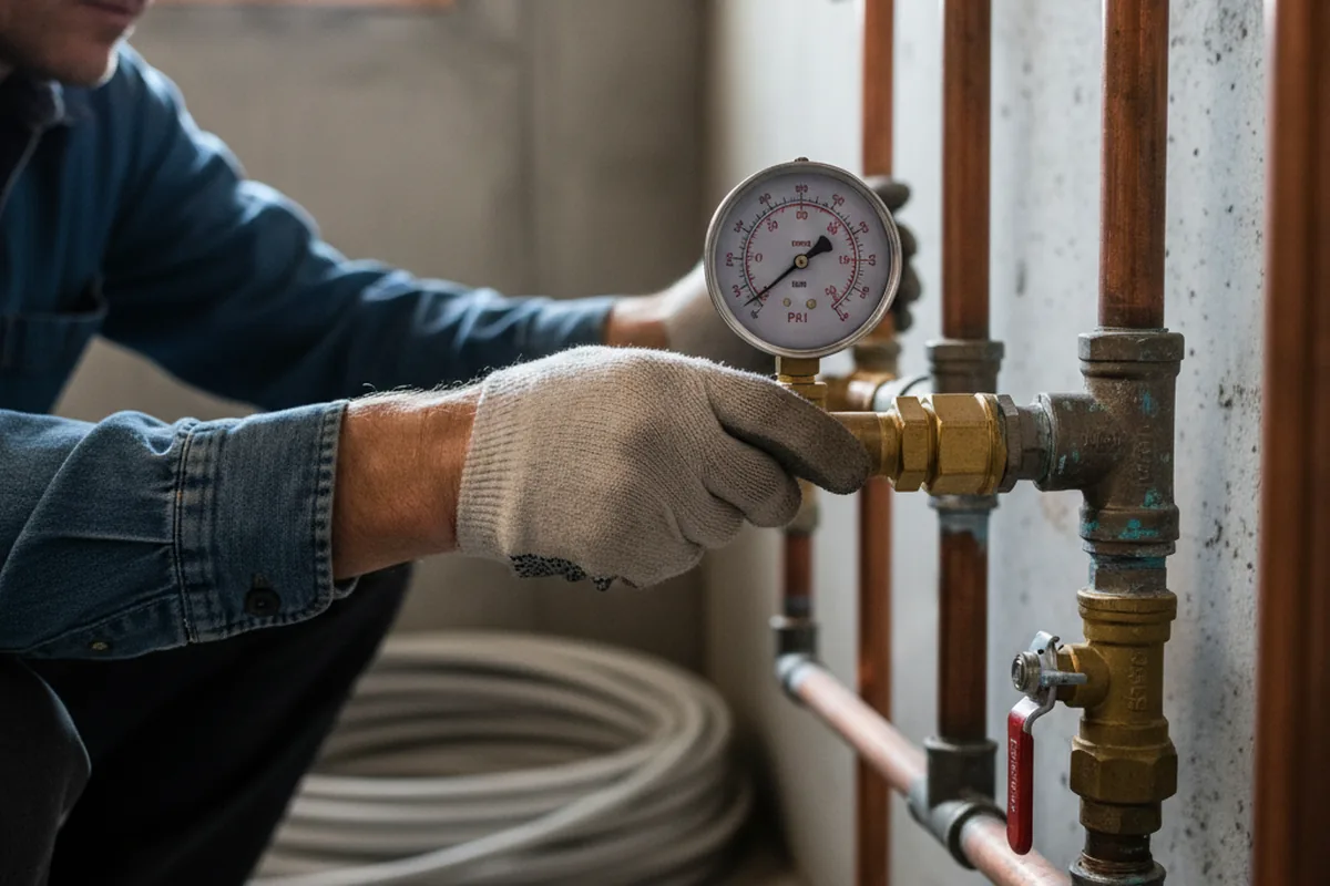 Pressure testing a repaired line during Water Line Repair in New Haven